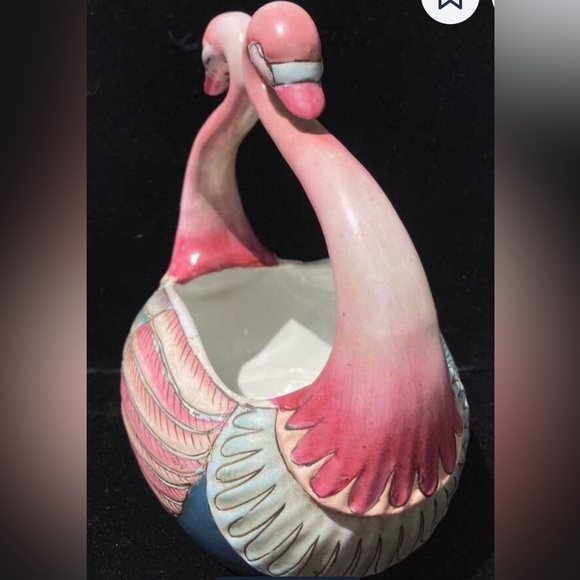 Swan Retro Ceramic Basket Vintage Antique - Picture 2 of 5
